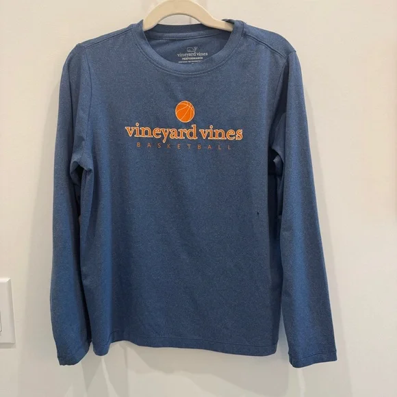 Vineyard Vines Kids Blue Basketball Long Sleeve Tee - Picture 1 of 5